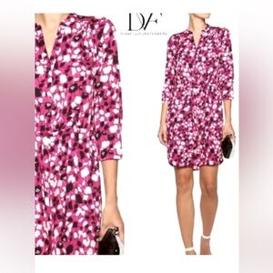 DVF Diane Von Furstenberg Pink and Black Floral Poppy Dress